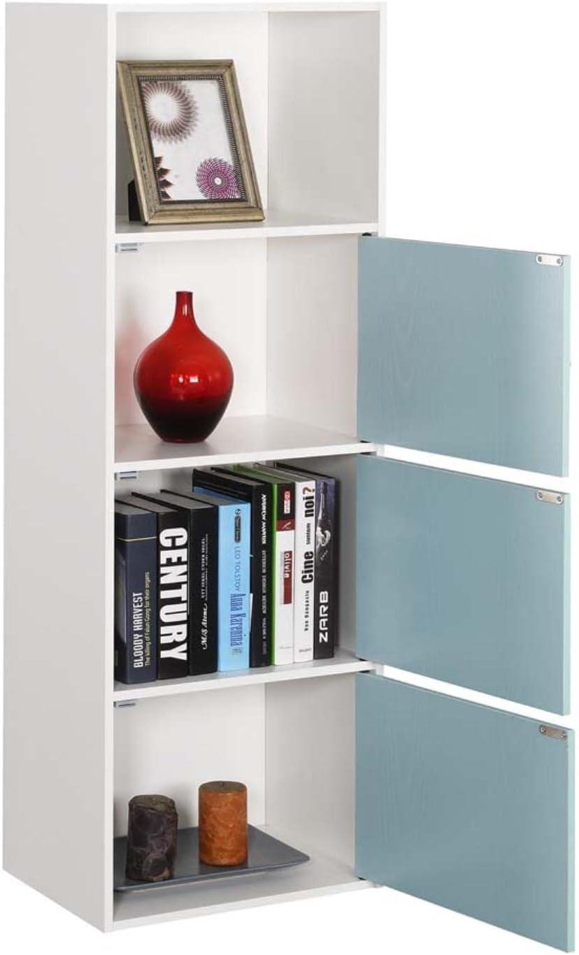 Convenience Concepts Xtra Storage 3 Door Cabinet with Shelf, White/Sea Foam Blue