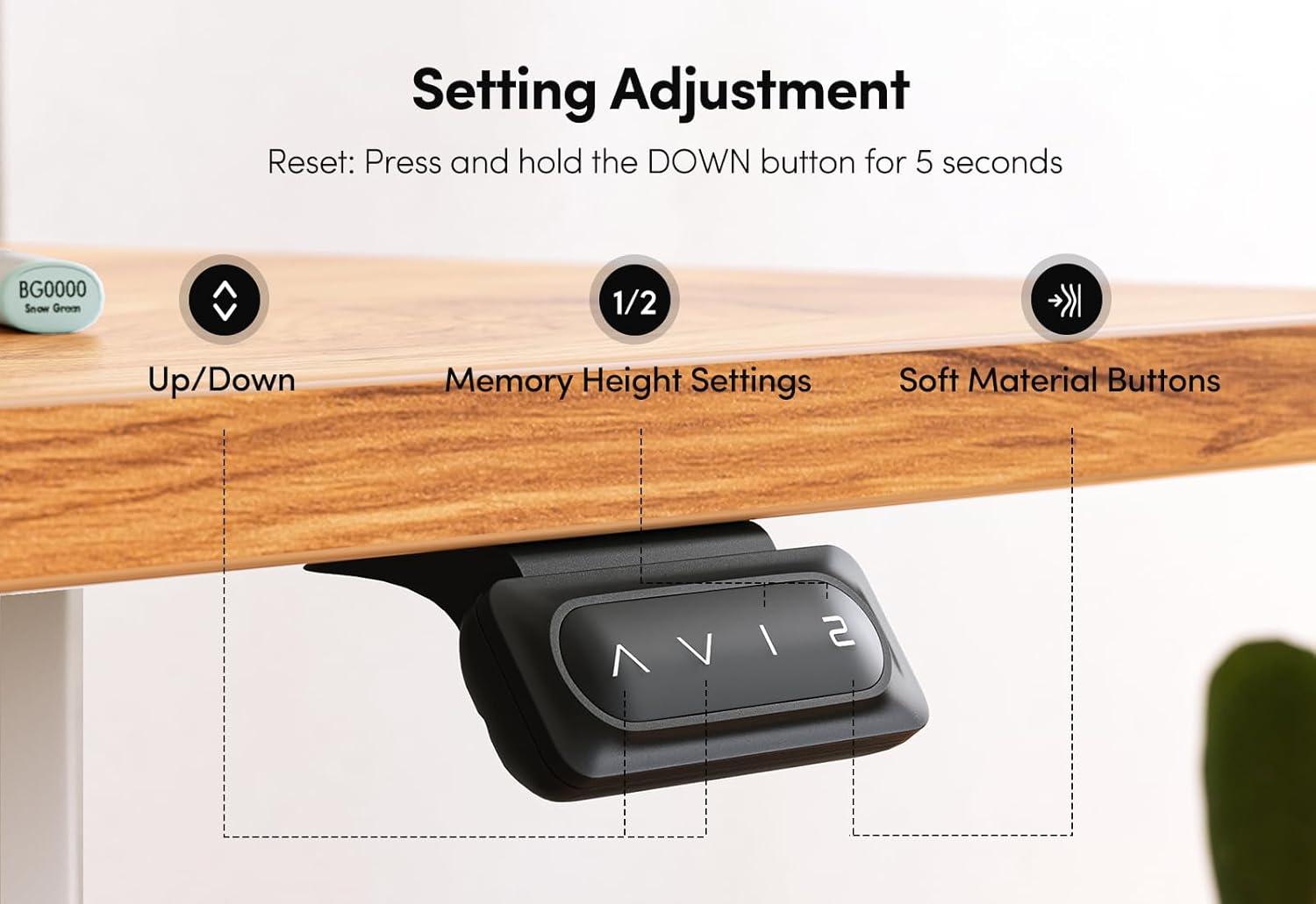 BANTI 55" x 24" Height Adjustable Electric Standing Desk with Keyboard Tray, Sit Stand up Desk with Splice Board, Black Frame/Rustic Brown Top