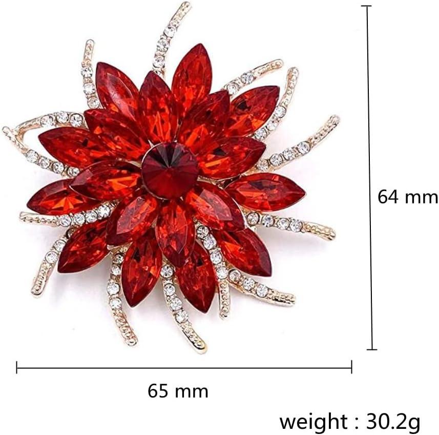 Unique Bargains Women's Rhinestone Flower Brooch Pin Red