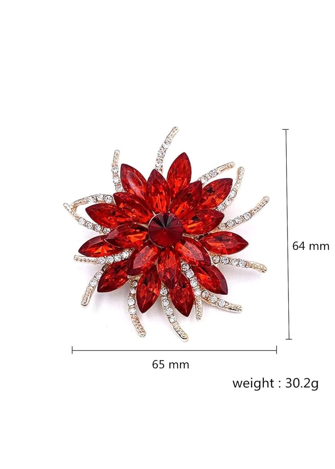 Unique Bargains Women's Rhinestone Flower Brooch Pin Red