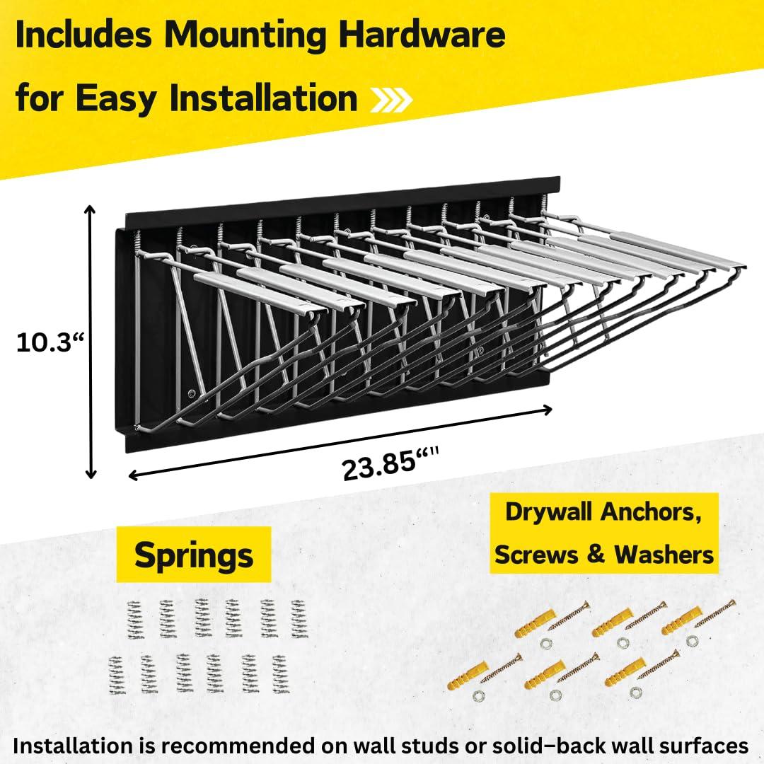 Black Steel Wall-Mounted Blueprint Rack with Pivot Brackets
