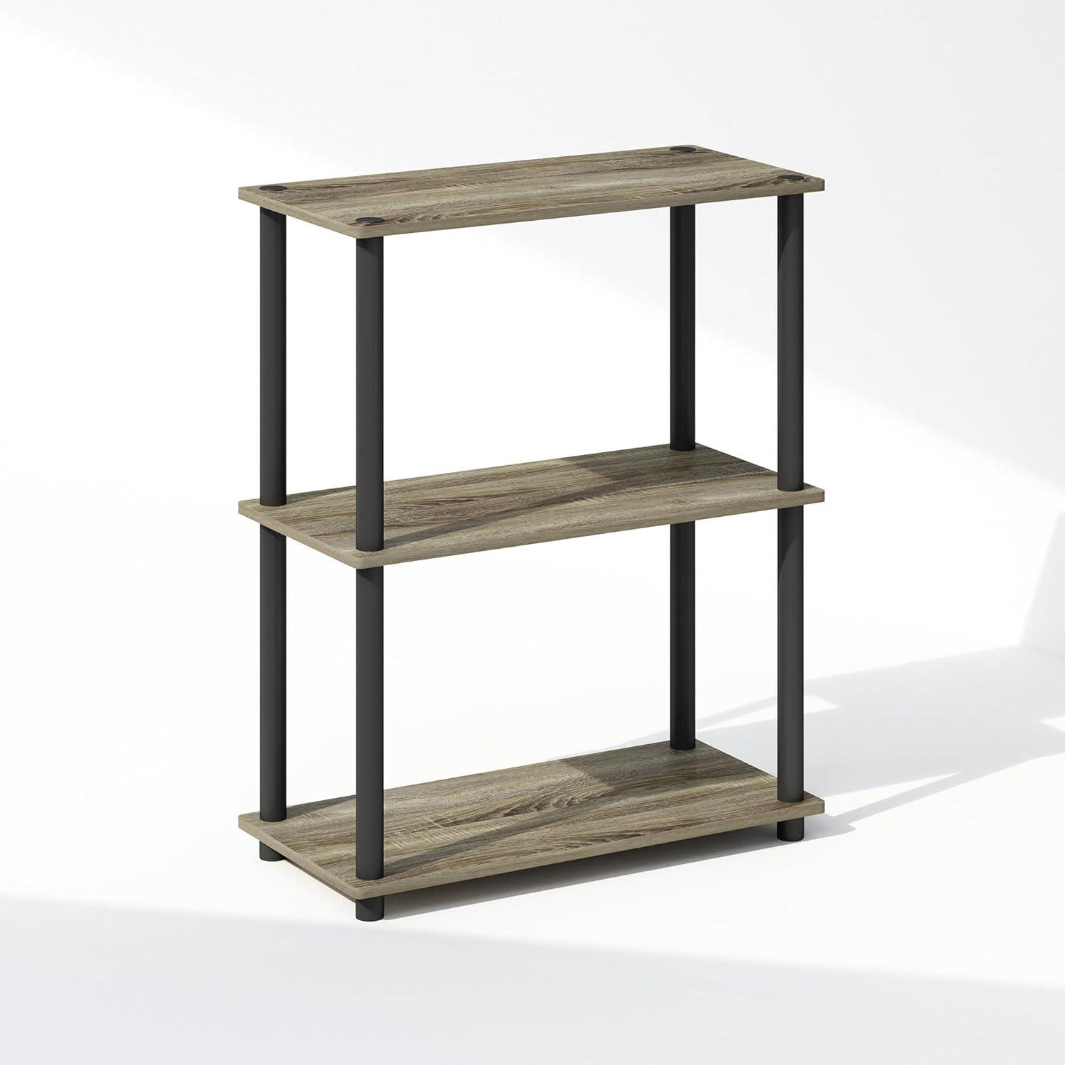 Gray Medium Wood 3-Tier Vertical Bookcase