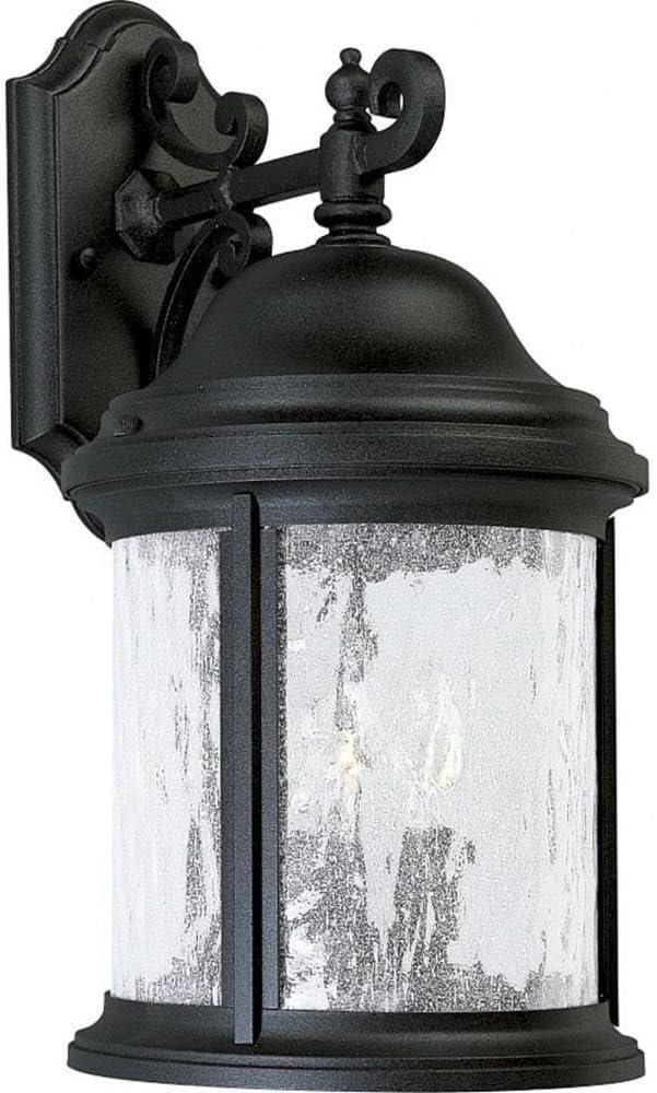 Progress Lighting Ashmore 3-Light Outdoor Wall Lantern in Textured Black, Clear Seeded Glass