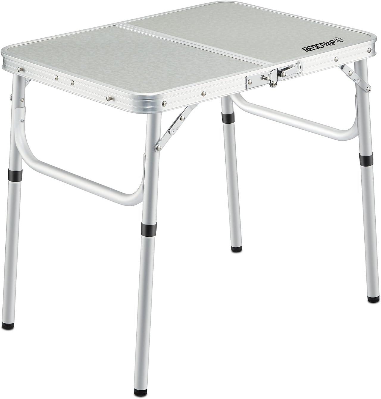 REDCAMP Aluminum Frame Camping Table 4 Foot, Portable Folding Table Adjustable Height Lightweight for Picnic Beach Outdoor Indoor,48 x 24 inches