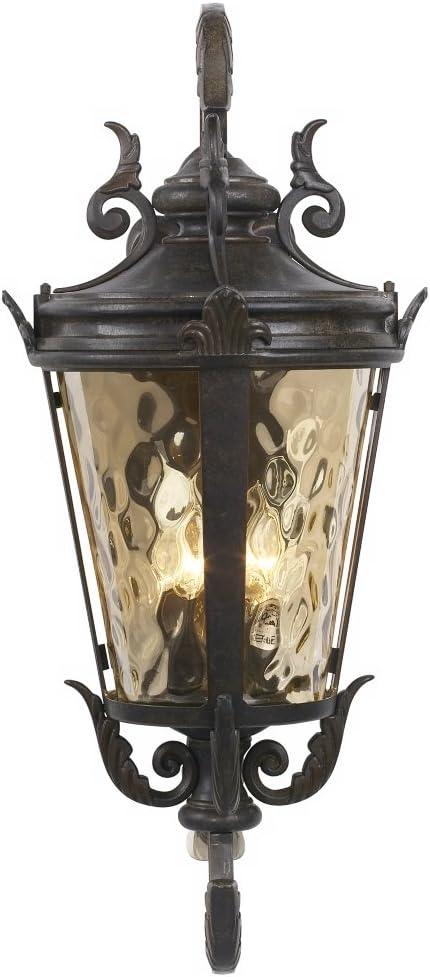 John Timberland Casa Marseille Vintage Rustic Outdoor Wall Light Fixture Bronze Scroll 27 1/2" Hammered Glass for Post Exterior Barn Deck House Porch