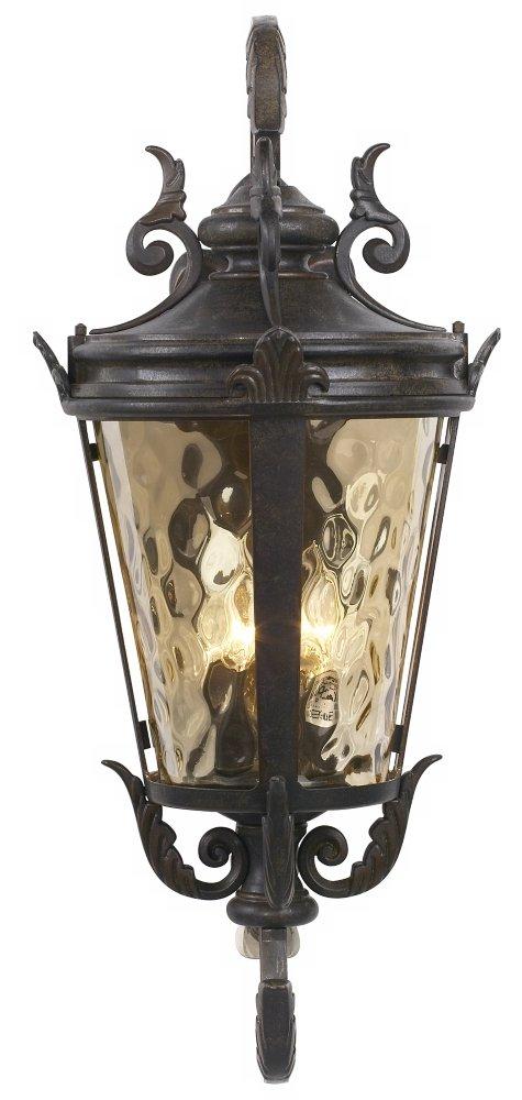 John Timberland Casa Marseille Vintage Rustic Outdoor Wall Light Fixture Bronze Scroll 27 1/2" Hammered Glass for Post Exterior Barn Deck House Porch