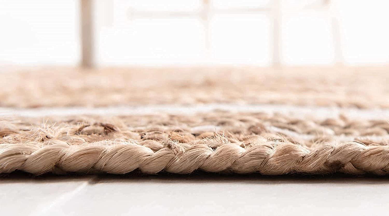 Nuloom Rikki Coastal Braided Jute Area Rug, Round 4', Off White