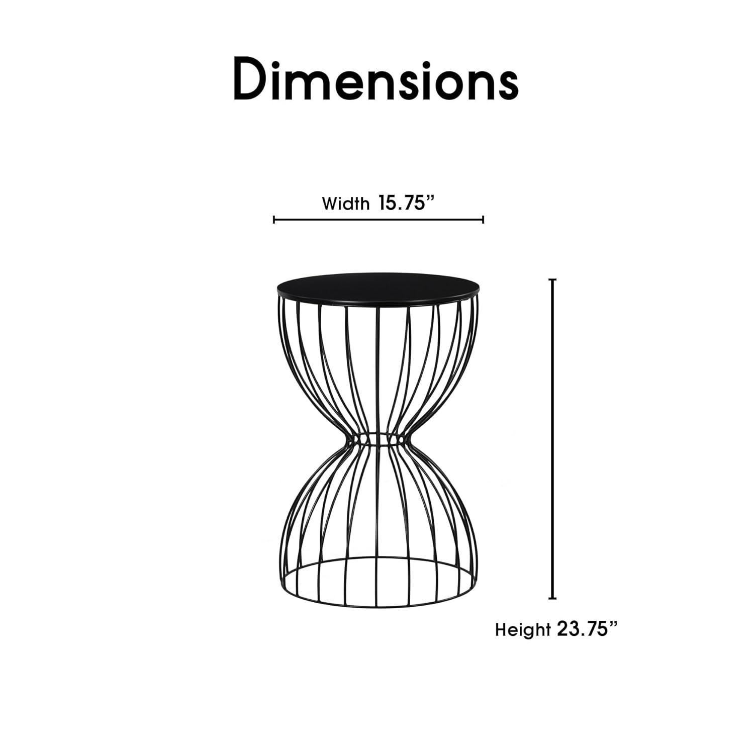 Elle Decor Elle Decor Cami Modern Hourglass Metal End Table, Decorative Round Accent Coffee Table or Nightstand