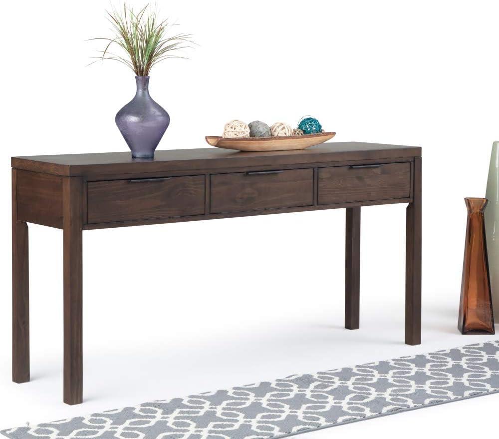 Hollander Warm Walnut Solid Wood Wide Console with Storage