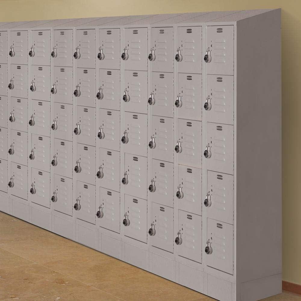 Gray Triple Tier Metal Locker with Flat Panel Doors