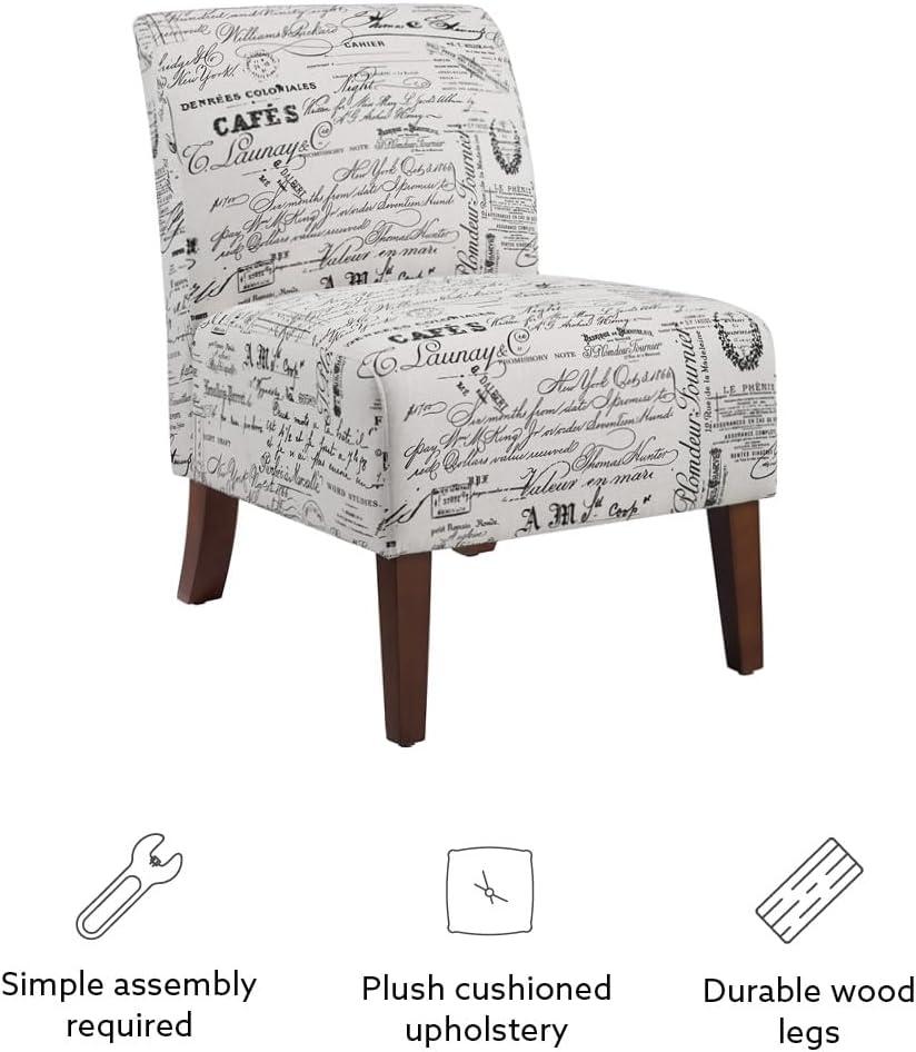 Lily Traditional Slipper Upholstered Sailing Accent Chair Script - Linon