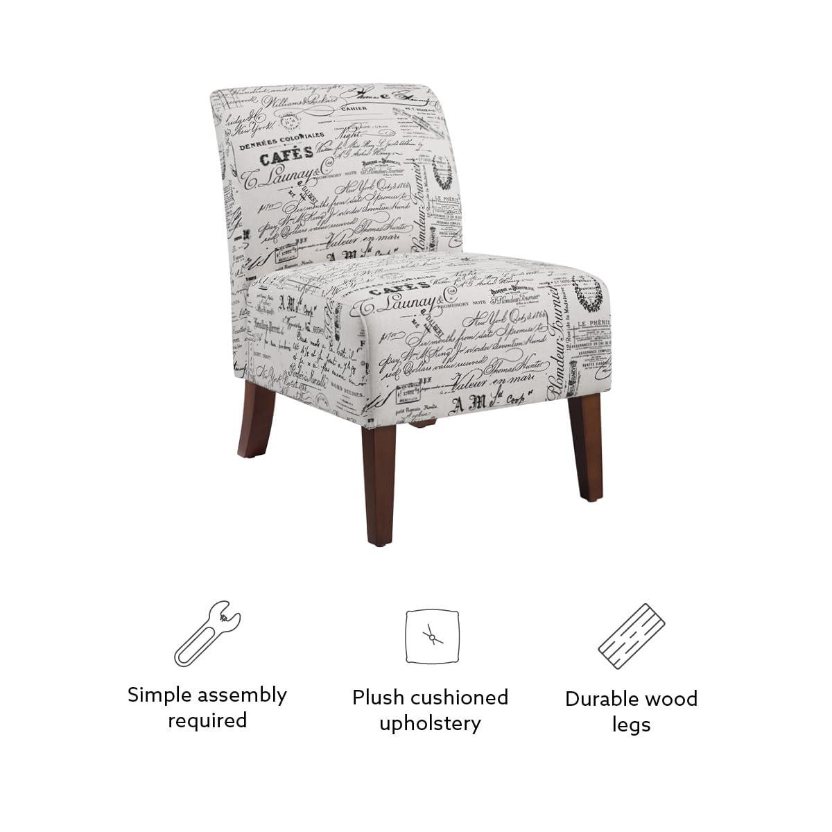 Lily Traditional Slipper Upholstered Sailing Accent Chair Script - Linon