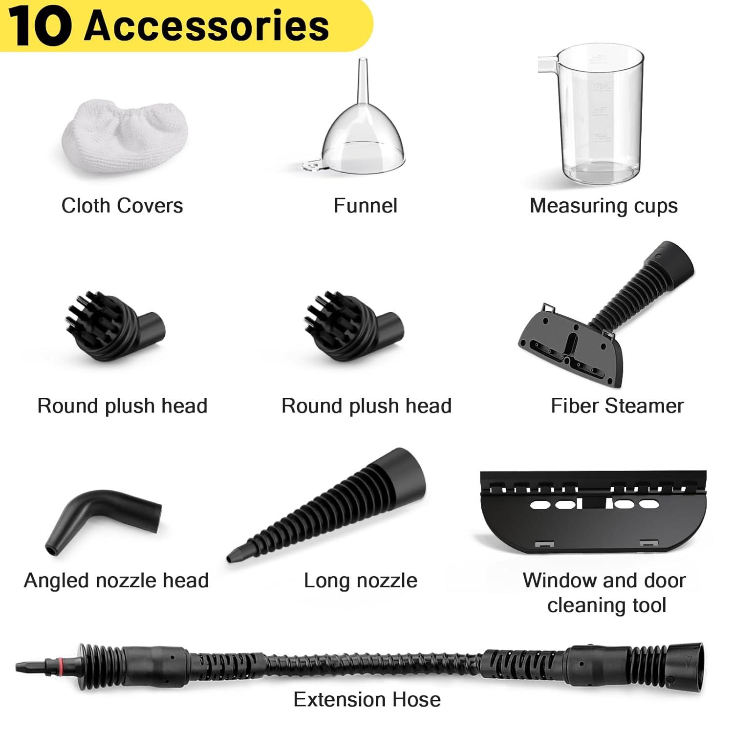 Handheld Steam Cleaner, Steamer for Cleaning, Multipurpose Portable Steam Cleaners for Home Use with Safety Lock and 10 Accessory Kit to Remove Grime, Grease, and More, Save Time and Effort