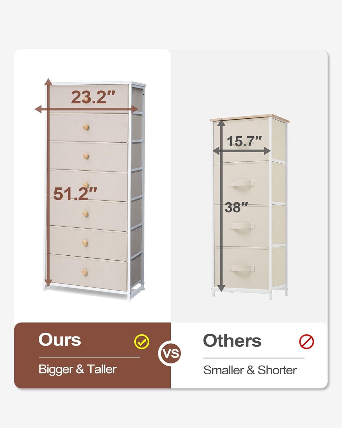 Crestlive Products 7 Drawers dresser for bedroom Chest Furniture Storage Tower Organizer Unit for Bedroom Beige