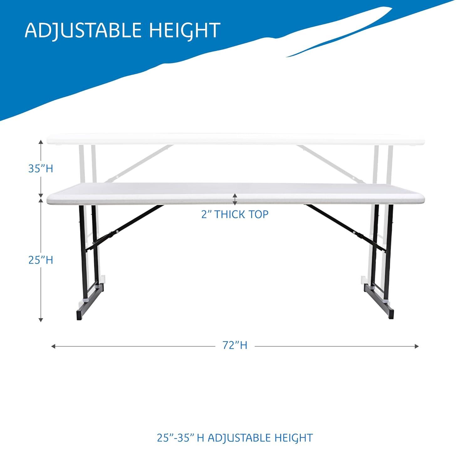 Iceberg Enterprises Iceberg Adjustable Height Folding Table 72'' Rectangular Adjustable Folding Table