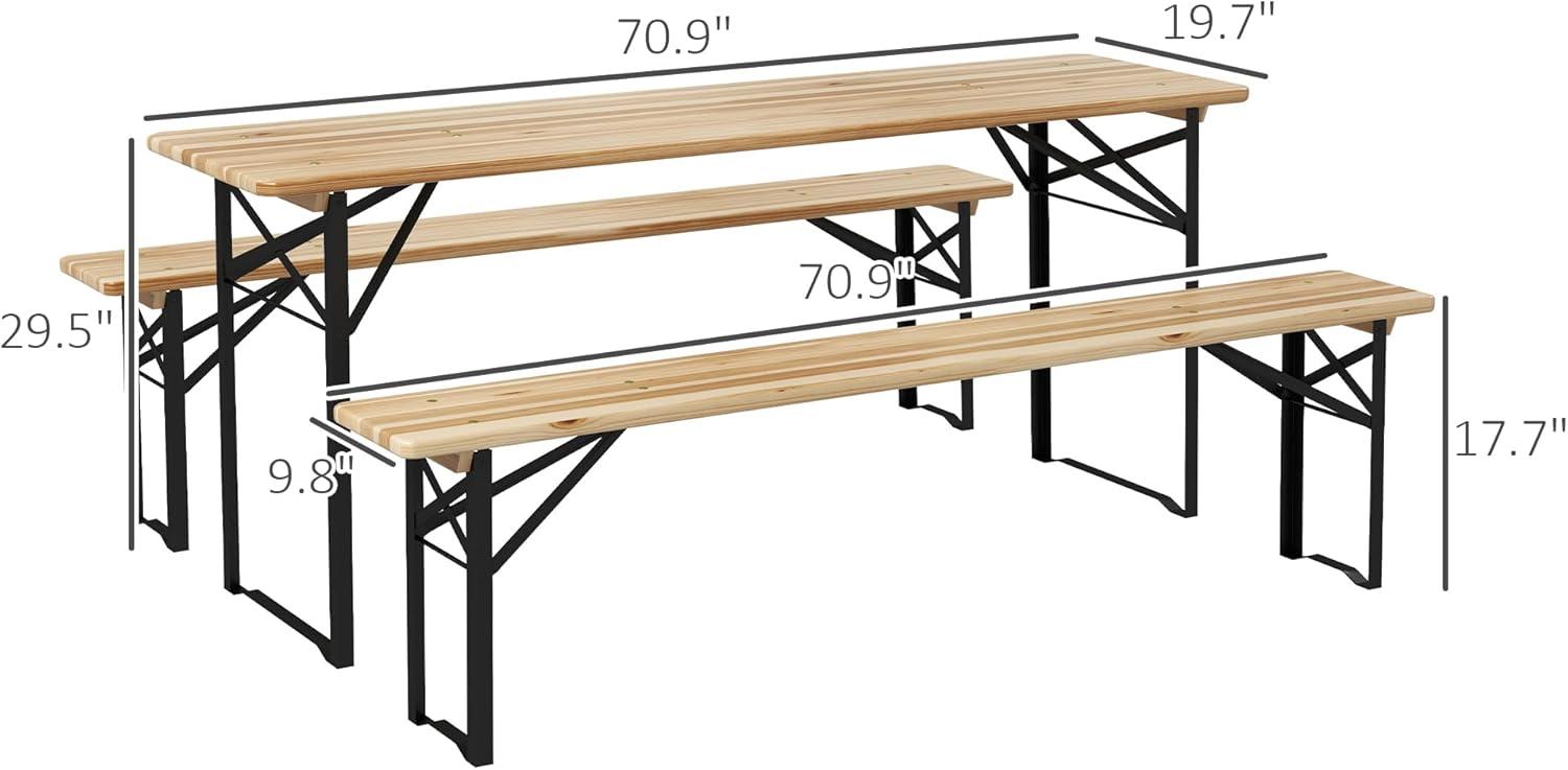 Outsunny 6' Portable Picnic Table and Bench Set, Outdoor Wooden Folding Camping Dining Table Set for Patio Garden Outdoor Activities