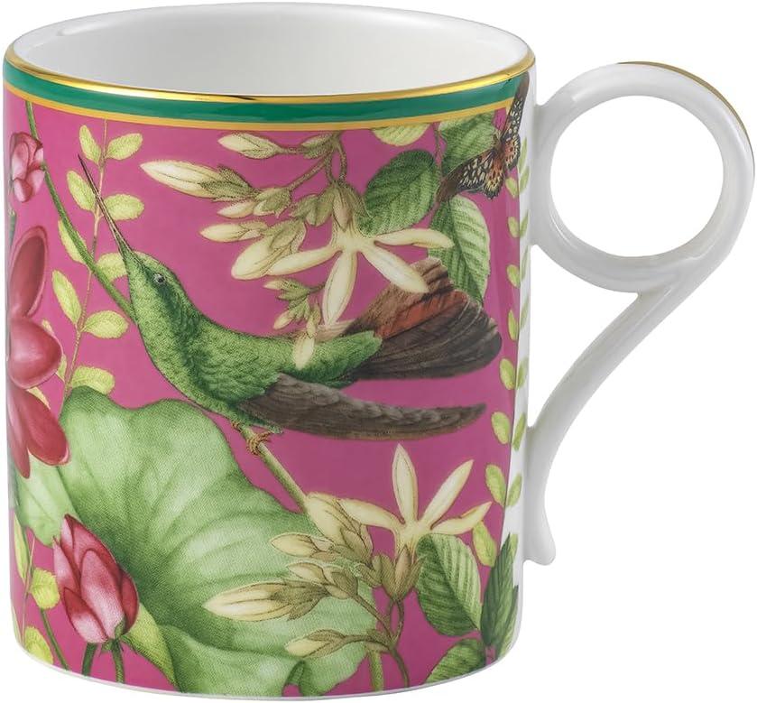 Small Pink Ceramic Mug with Floral and Animal Print