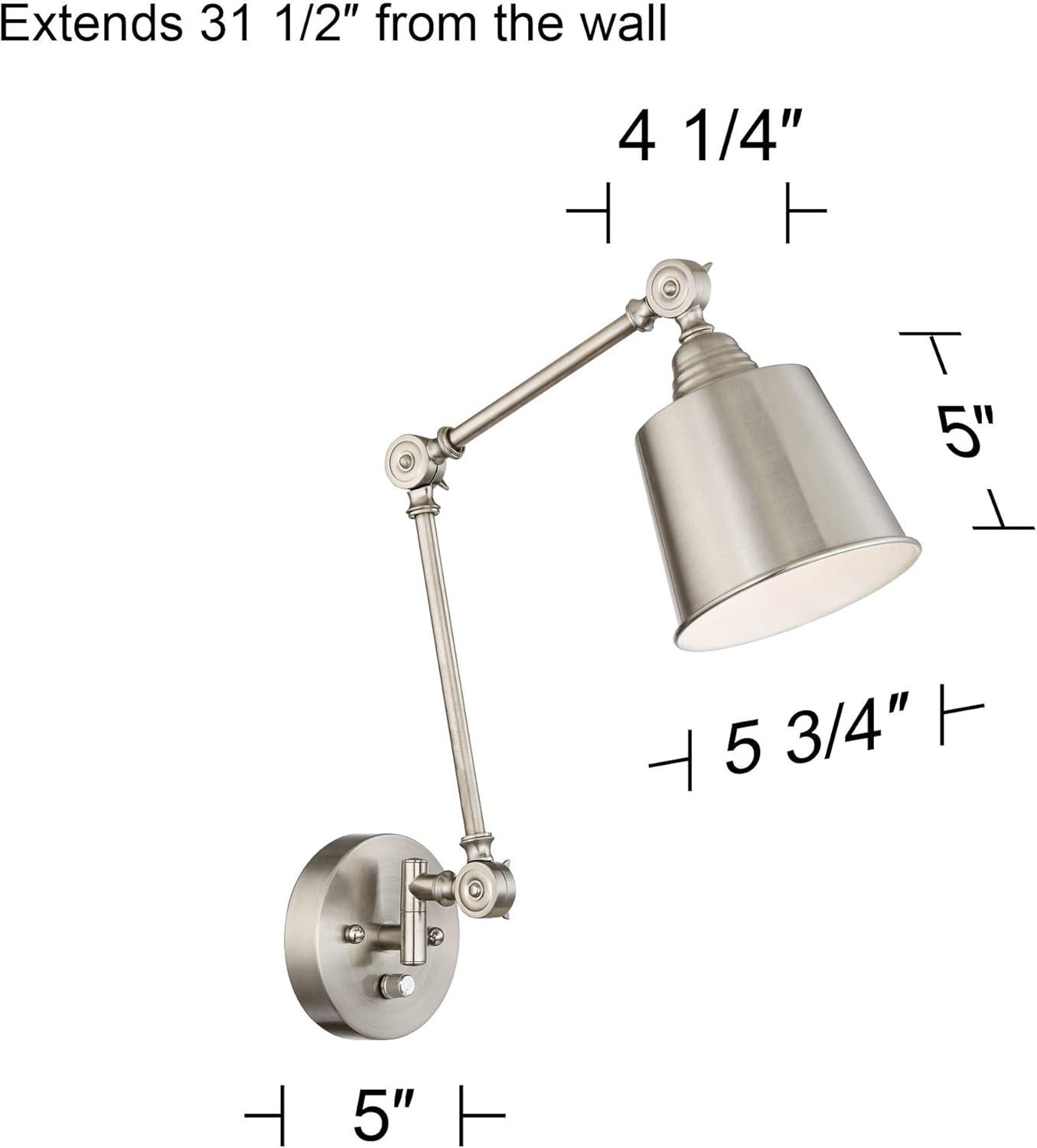 360 Lighting Mendes Modern Wall Lamps Set of 2 Brushed Nickel Plug-in 4 1/4" Light Fixture Up Down Adjustable for Bedroom Reading Living Room Hallway