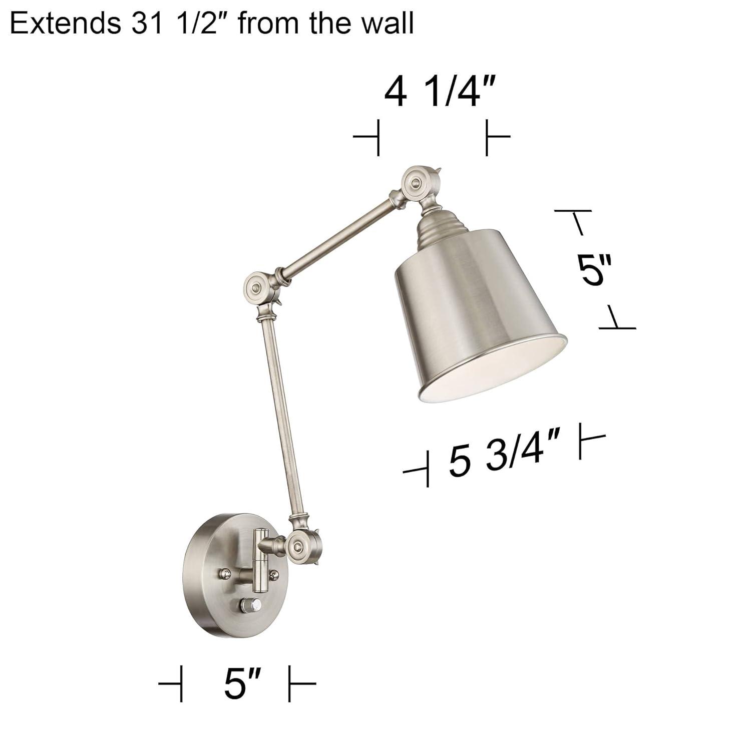360 Lighting Mendes Modern Wall Lamps Set of 2 Brushed Nickel Plug-in 4 1/4" Light Fixture Up Down Adjustable for Bedroom Reading Living Room Hallway