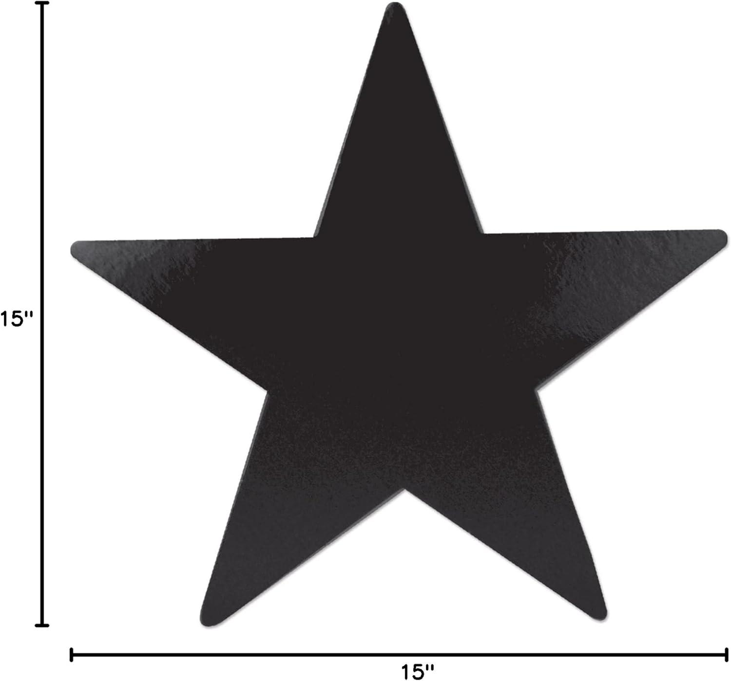 Beistle 24-Pack Foil Black Star Cutouts, Awards Night Party Decorations for Occasions, Celebrations & Events, Star Theme Decor for Wall & Table, 15”