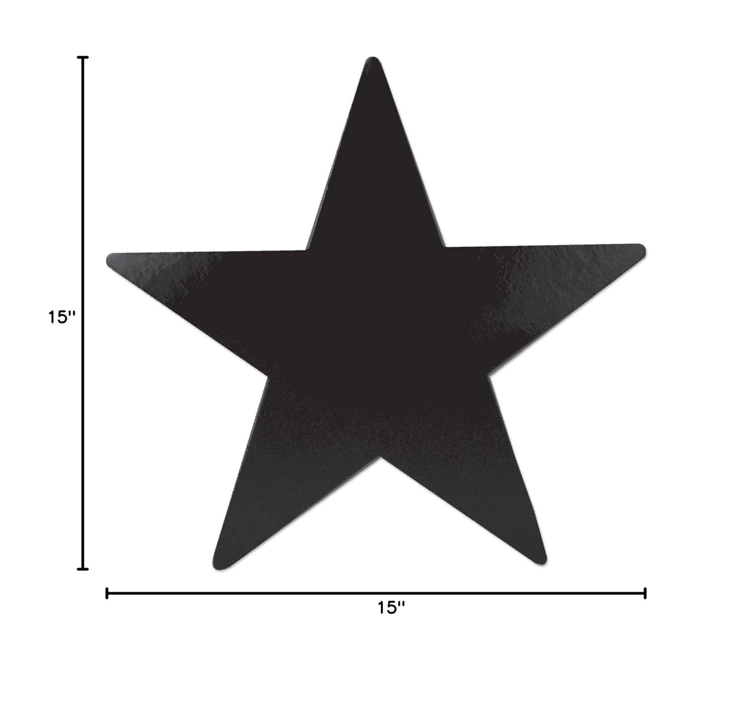 Beistle 24-Pack Foil Black Star Cutouts, Awards Night Party Decorations for Occasions, Celebrations & Events, Star Theme Decor for Wall & Table, 15”