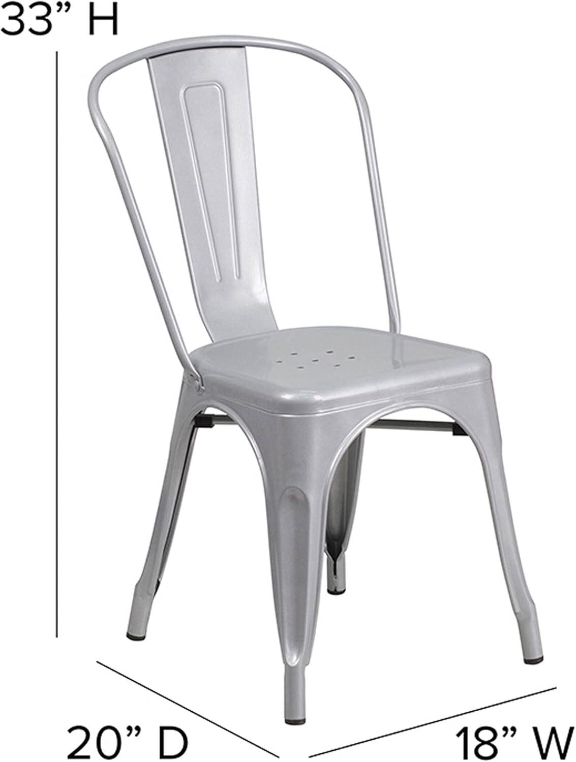 Flash Furniture Commercial Grade Silver Metal Indoor-Outdoor Stackable Chair