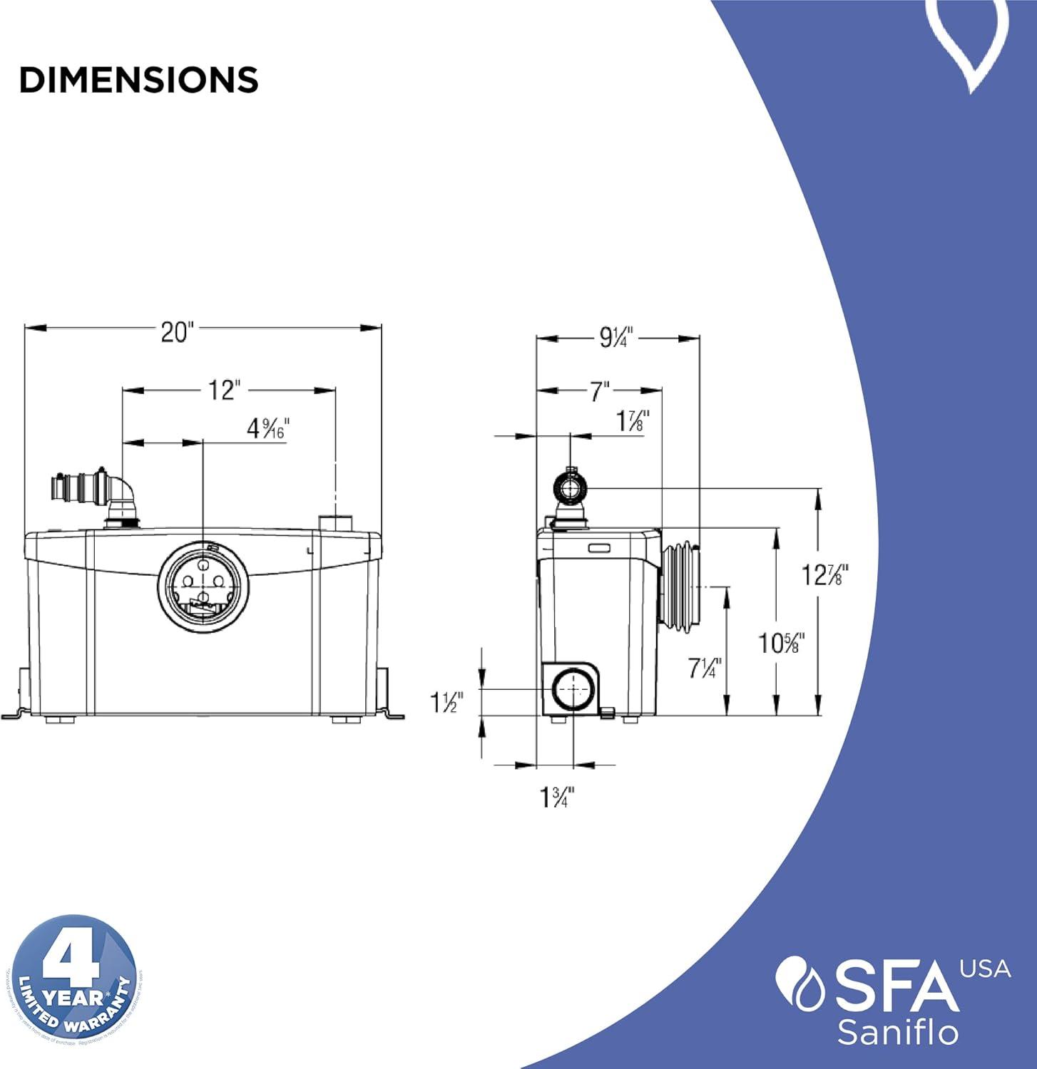 Saniflo Saniplus Wastewater Drain Pump and Macerating Grinder System