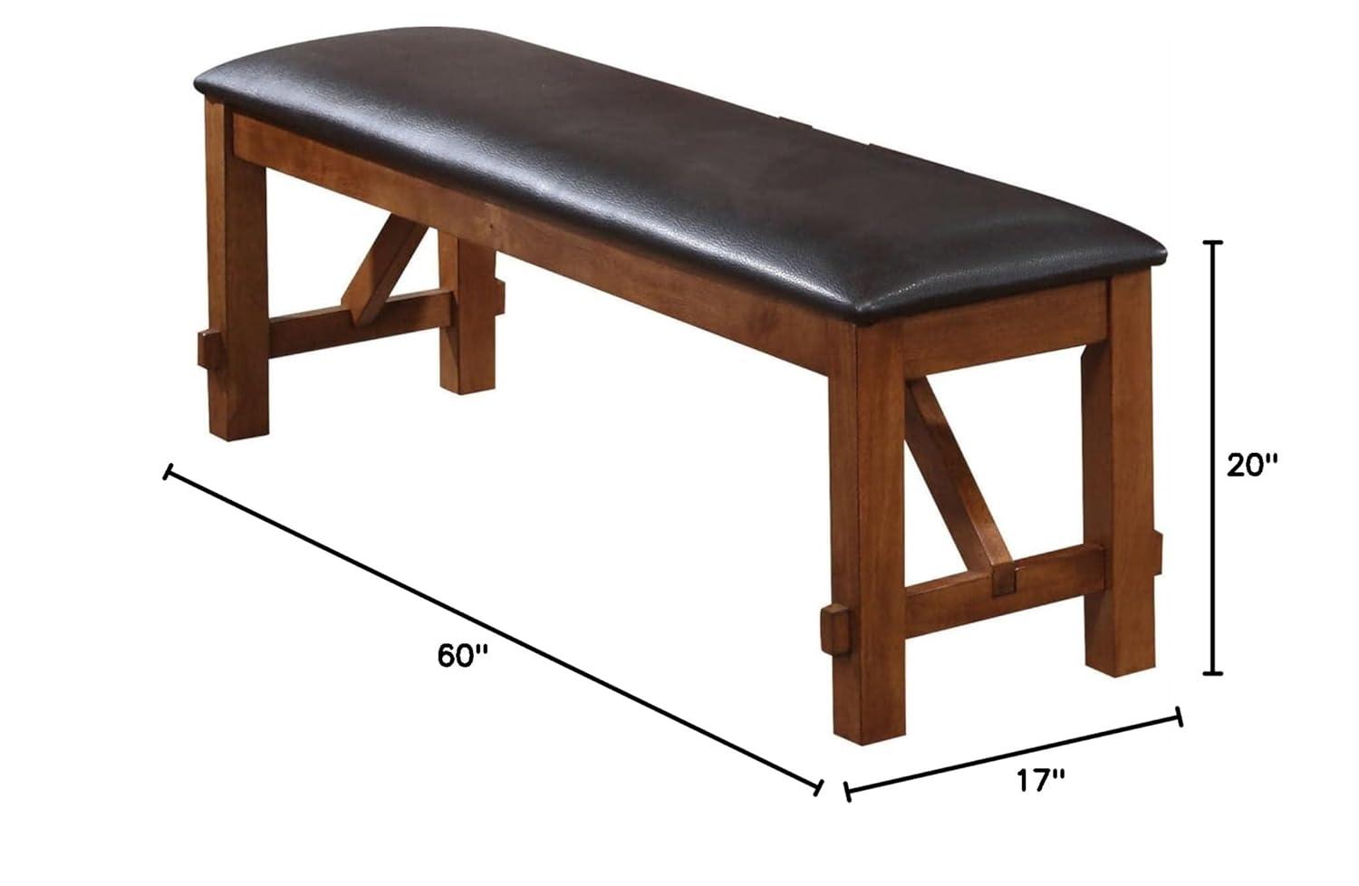 Acme Furniture Apollo Dining Bench, Espresso PU & Walnut 60"L x 17"D x 20"H