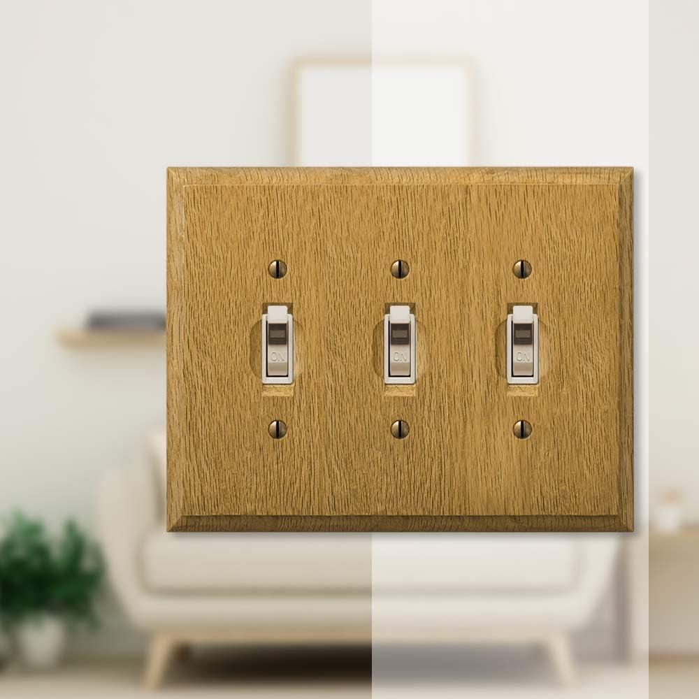 Amerelle 4025TTT Traditional Wallplate, 3 Toggle, Wood, Light Oak , 1-Pack