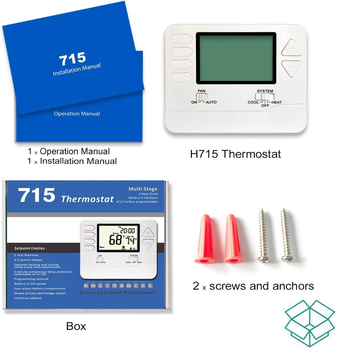 5-1-1 Day Programmable Heat Pump Thermostat for Home up to 2 Heat and 1 Cool