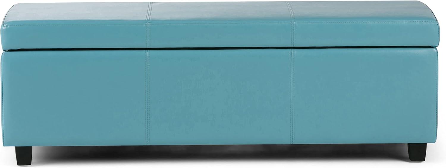 Simpli Home Avalon Faux Leather Storage Bench in Soft Blue