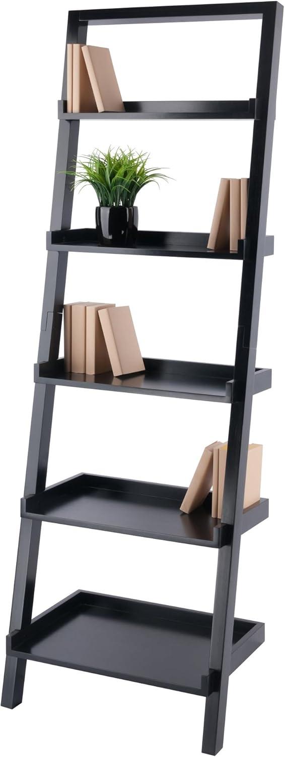 74.65" Bailey Leaning Shelf Black Finish - Winsome: 5-Tier Storage, Modern Design