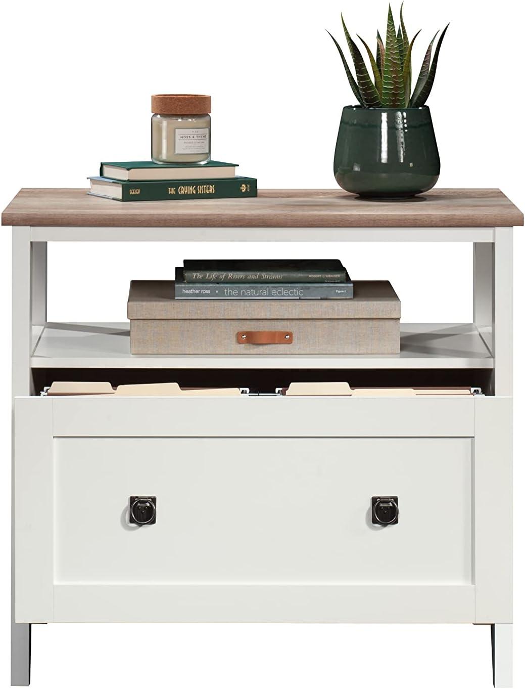 August Hill Open Shelf Lateral File Soft White - Sauder