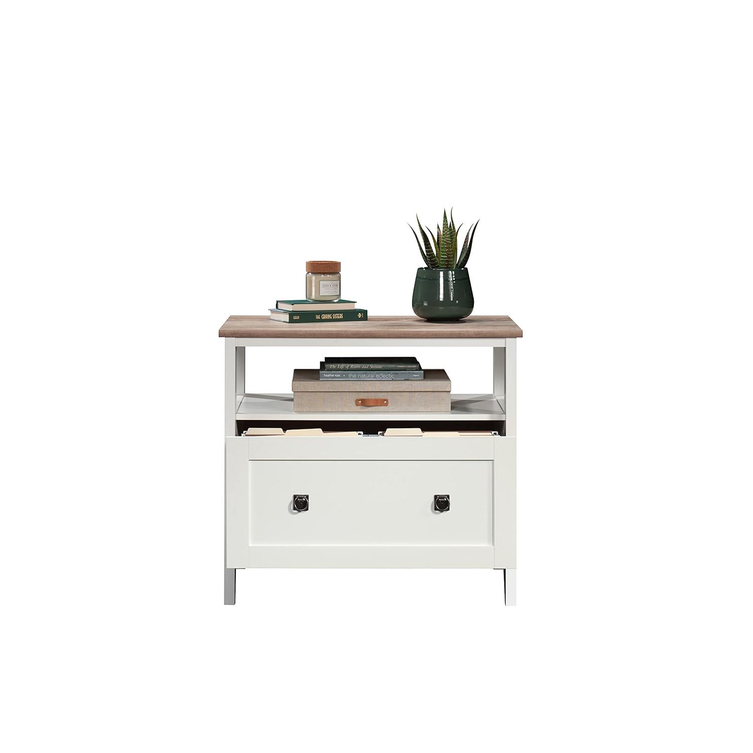 August Hill Open Shelf Lateral File Soft White - Sauder