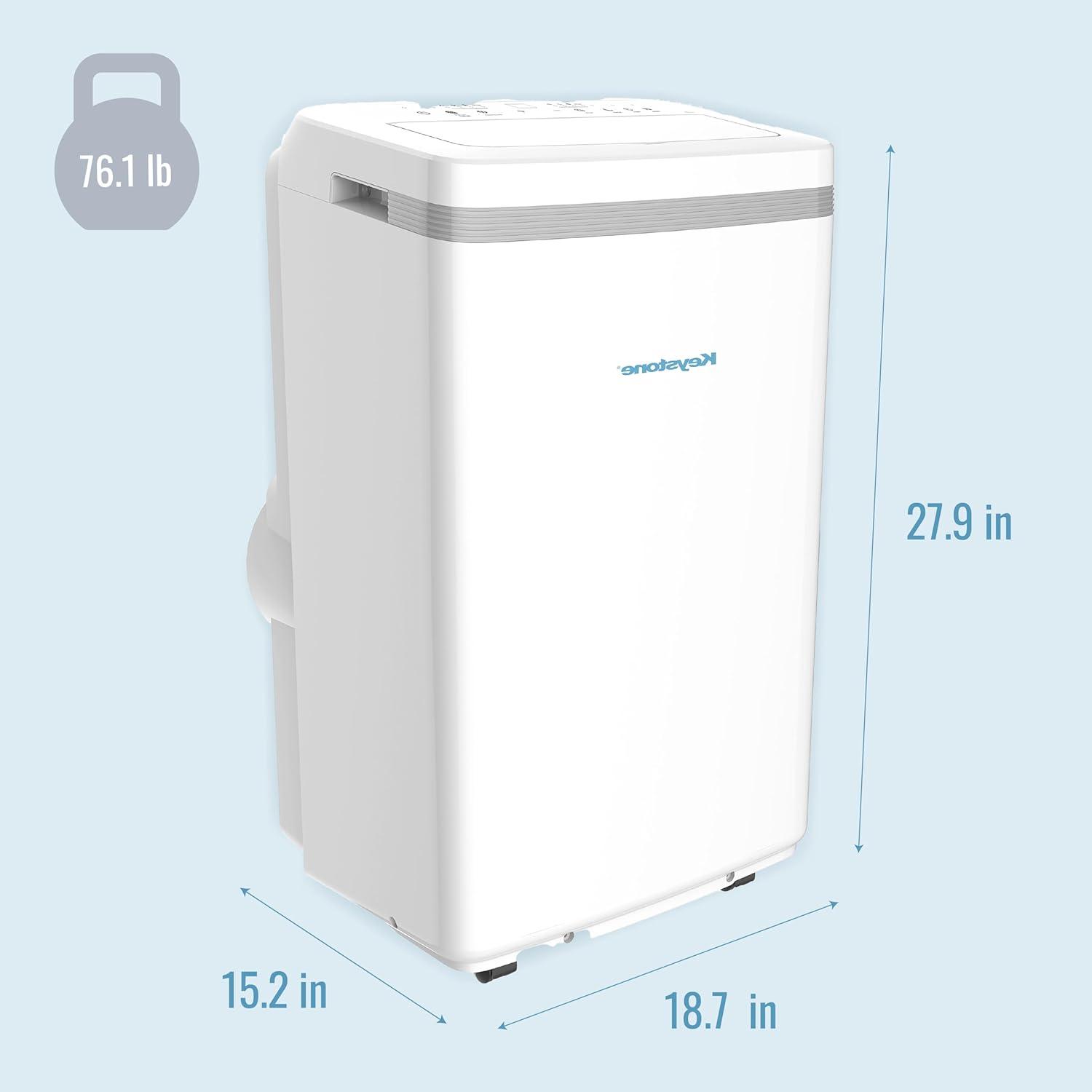 Keystone 8,000 BTU (13,000 BTU ASHRAE) Portable Air Conditioner with Supplemental Heat, White KSTAP13MFHC