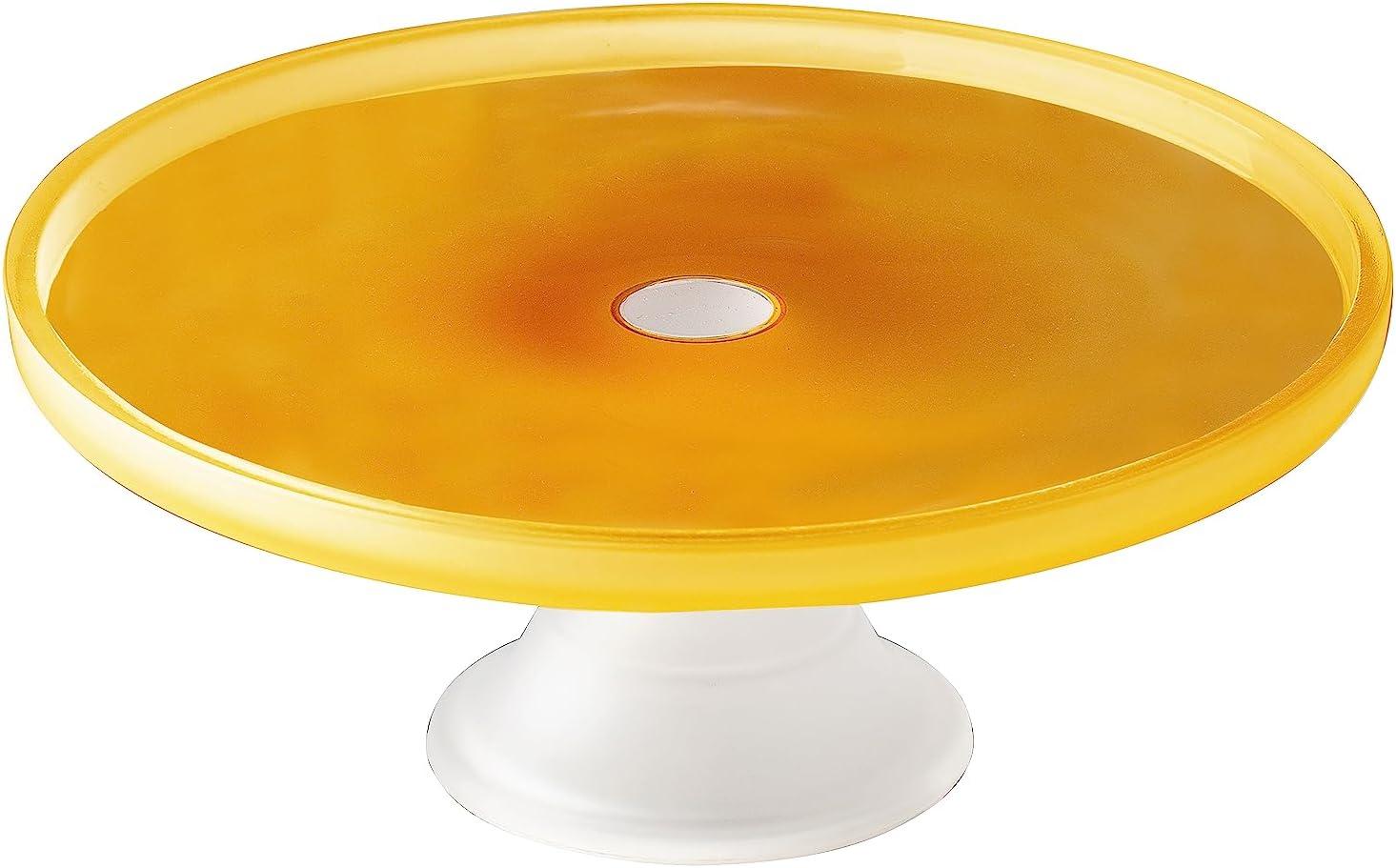 Elle Decor Glass Cake Plate Stand, Frosted Glass Pedestal Perfect for Cakes & Desserts