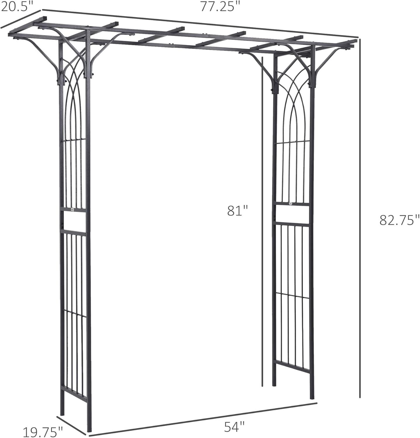 Outsunny 74.75'' W x 19.75'' D Metal Arbor in Gray