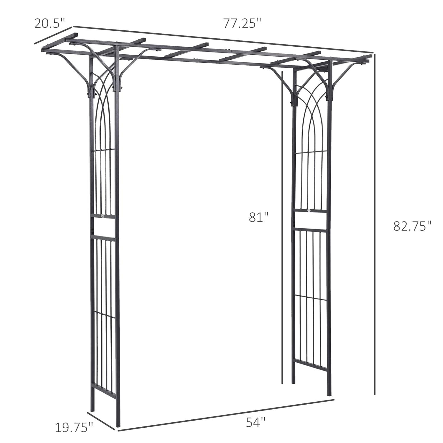 Outsunny 74.75'' W x 19.75'' D Metal Arbor in Gray