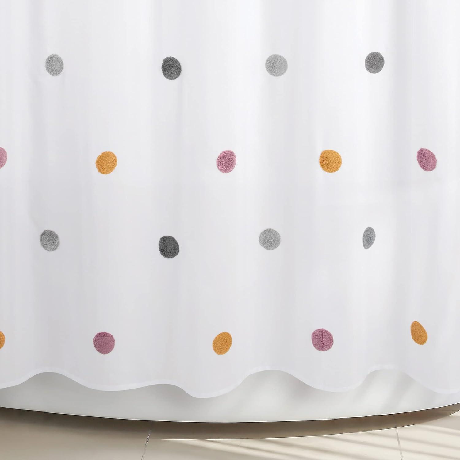 Allure Home Creations Dots Shower Curtain: Polyester Bath Curtain, Microfiber, Buttonhole Top