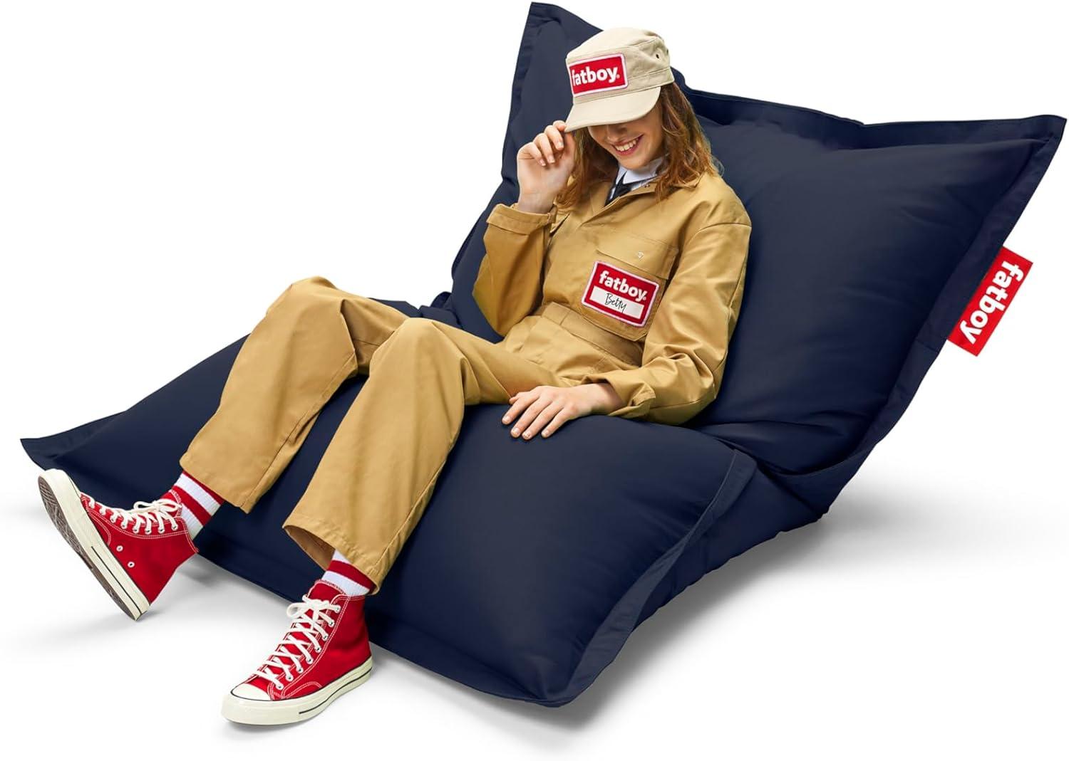 Medium Dark Ocean Water Resistant Outdoor Bean Bag Chair