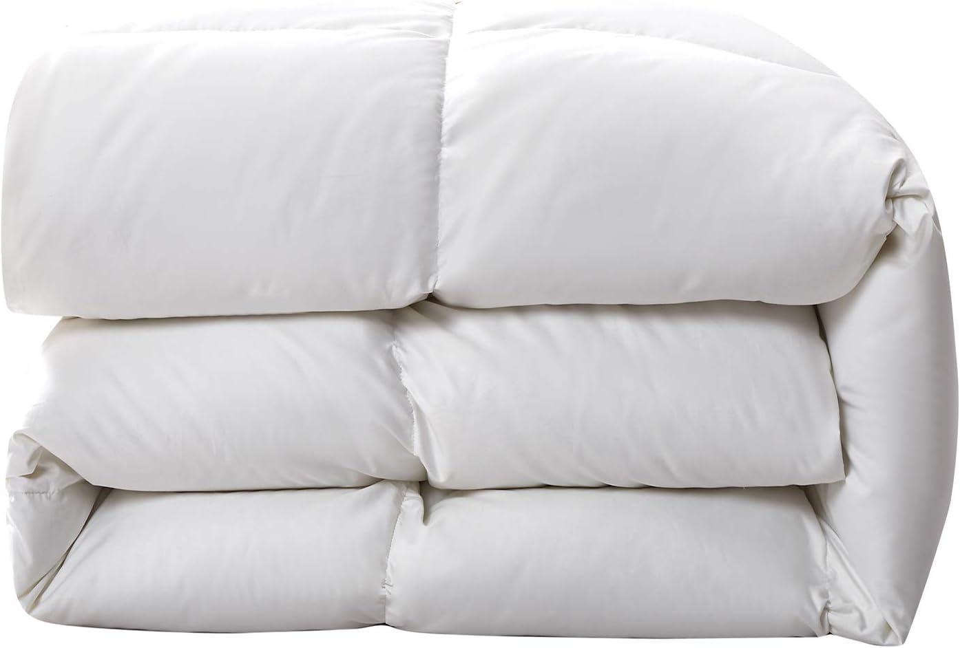 Twin White Cotton Down Comforter with Feather Fill