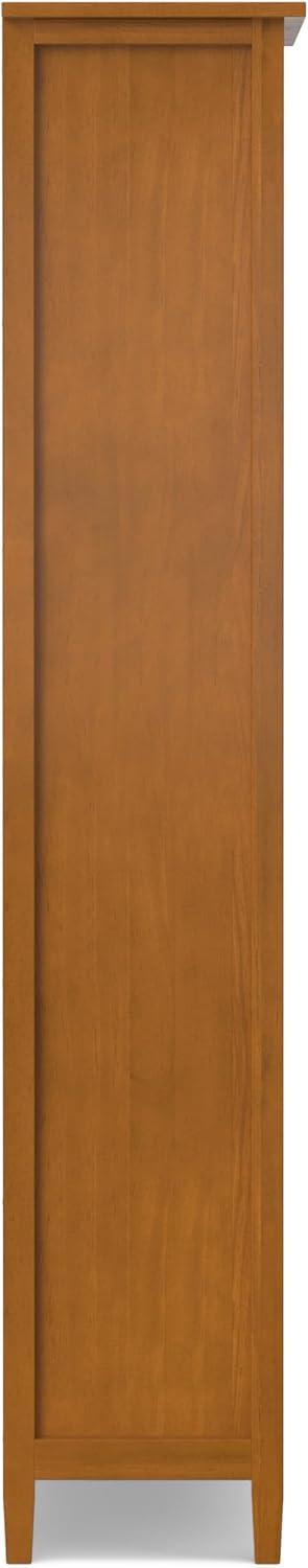 Simpli Home Warm Shaker SOLID WOOD 72 inch x 26 inch Transitional 5 Shelf Bookcase in Light Golden Brown