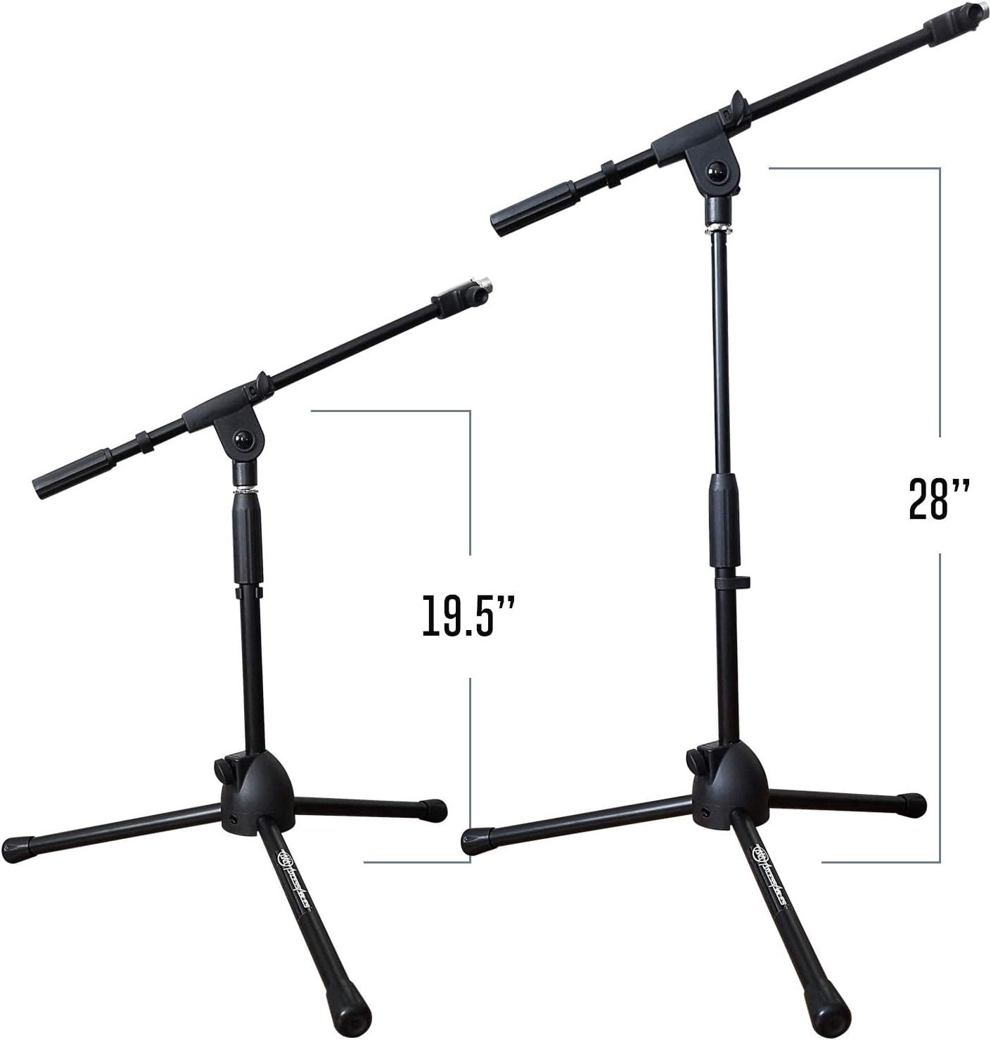 AxcessAbles Short Microphone Stand with Boom Arm | Low Profile Mic Tripod Stand for Kick Drums | Guitar Amp Stand | Low-Pro Mike Stand (MS-101L)