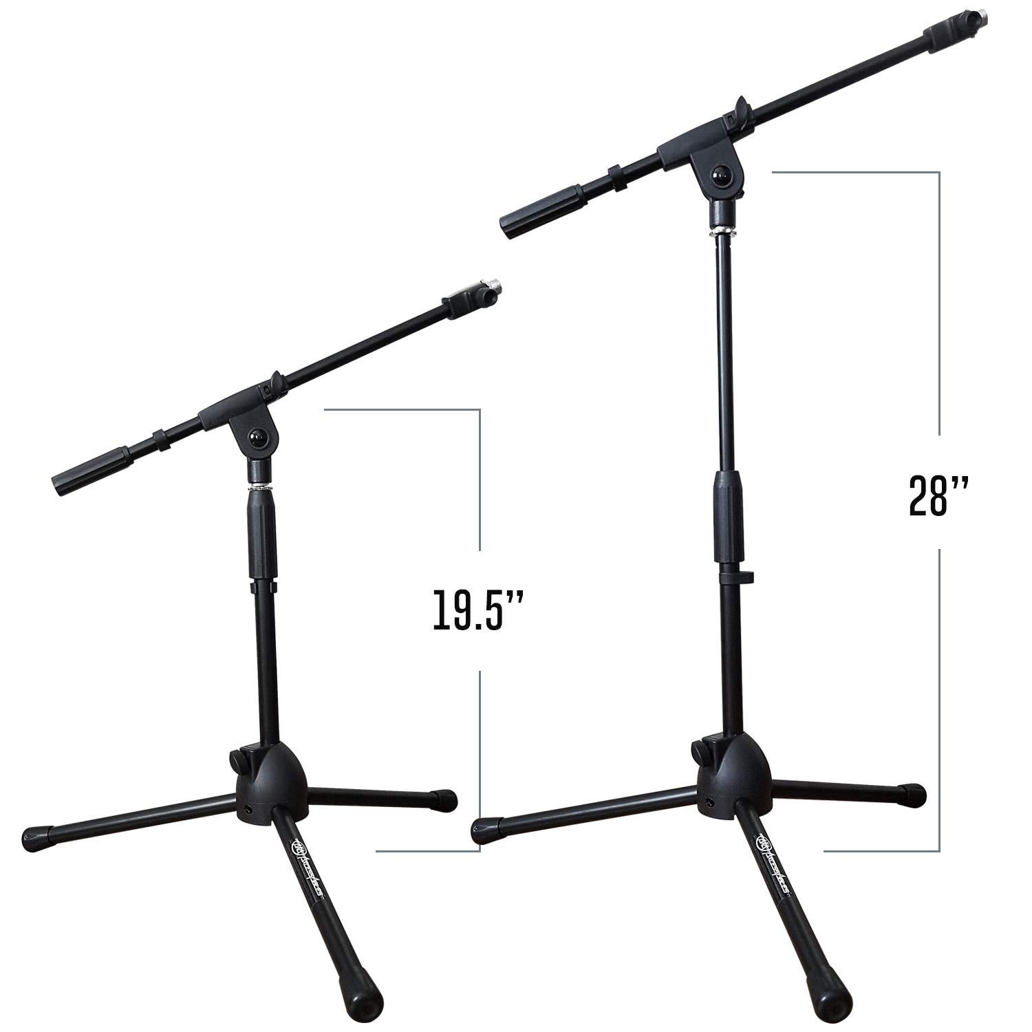 AxcessAbles Short Microphone Stand with Boom Arm | Low Profile Mic Tripod Stand for Kick Drums | Guitar Amp Stand | Low-Pro Mike Stand (MS-101L)