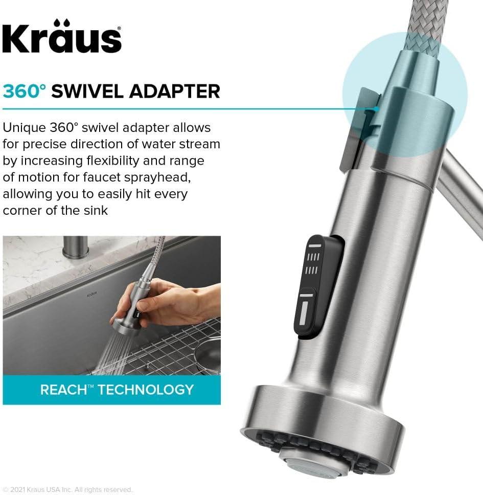 KRAUS Bolden 2-in-1 Commercial Style Pull-Down Single Handle Water Filter Kitchen Faucet for Reverse Osmosis or Water Filtration System in Spot Free Stainless Steel