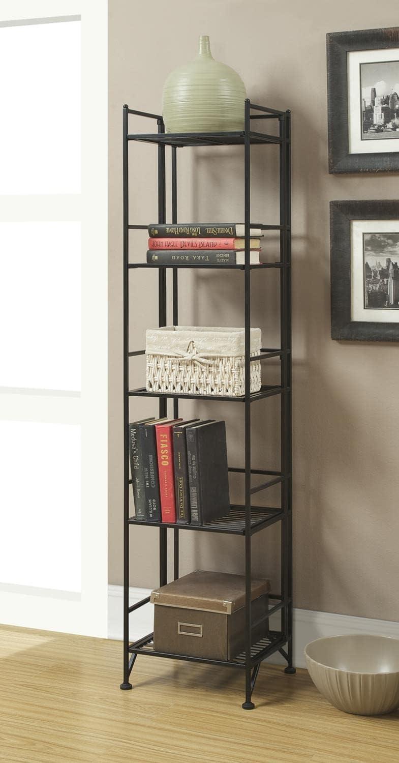 Black Adjustable 5-Tier Folding Metal Shelf