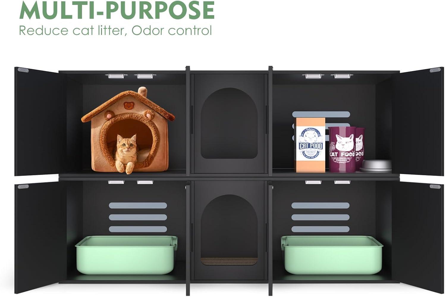 Tucker Murphy Pet™ Litter Box Enclosure for 2 Cats, Cat Litter Box Enclosure Furniture with Double Room