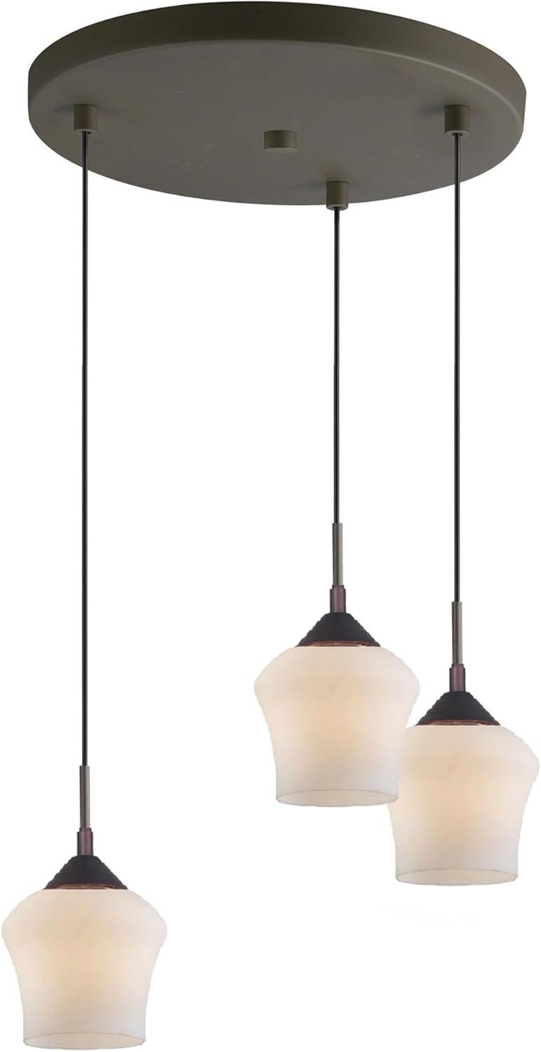 Woodbridge Lighting Belmont 3-Light Steel Metal & Glass Mini Pendant in Bronze