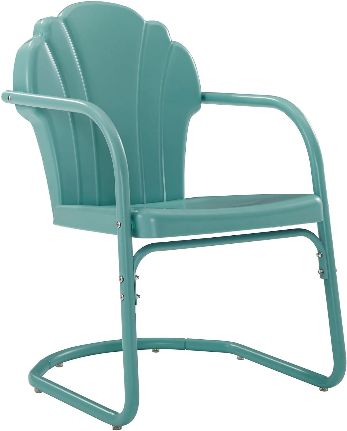 2pc Tulip Retro Metal Chair - Blue - Crosley: Steel Construction, Weather-Resistant, Vintage Design