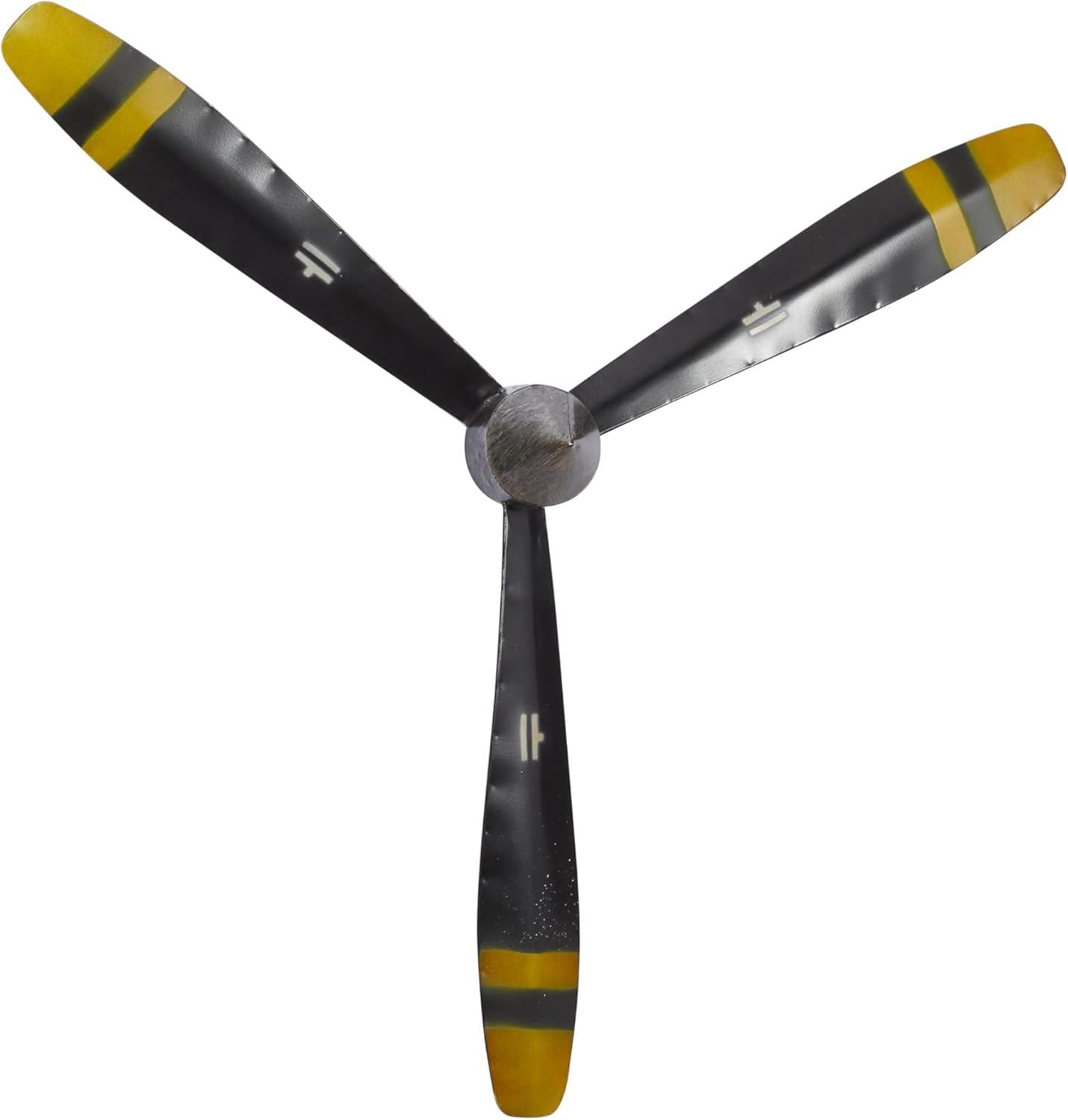 DecMode Brown Metal 2 Blade Airplane Propeller Wall Decor with Aviation Detailing